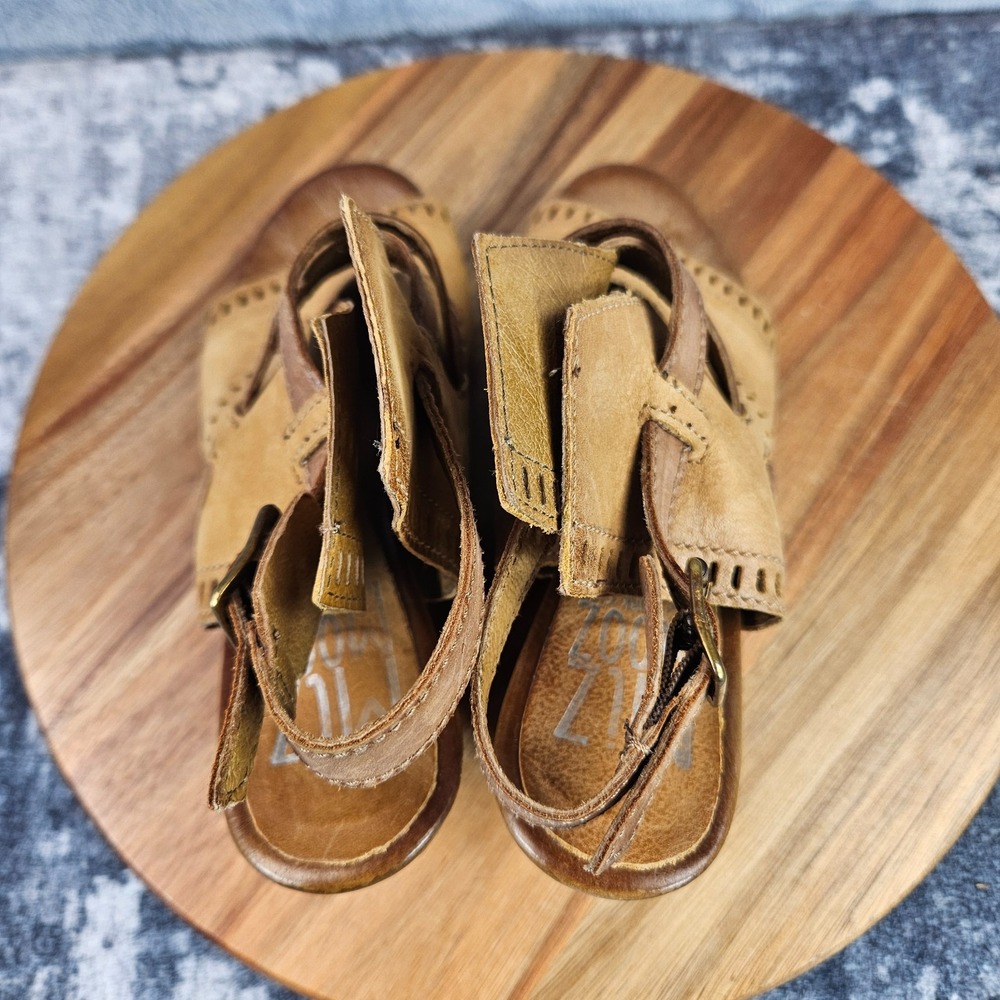 Miz Mooz Womens Kipling Sandals Wedge Heel Slingback Tan Leather 38 US 7.5-8 - Picture 7 of 12
